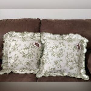 Green and White Decorative Throw Pillows